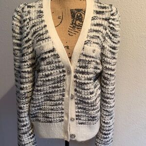 Express Black and White Textured Cardigan